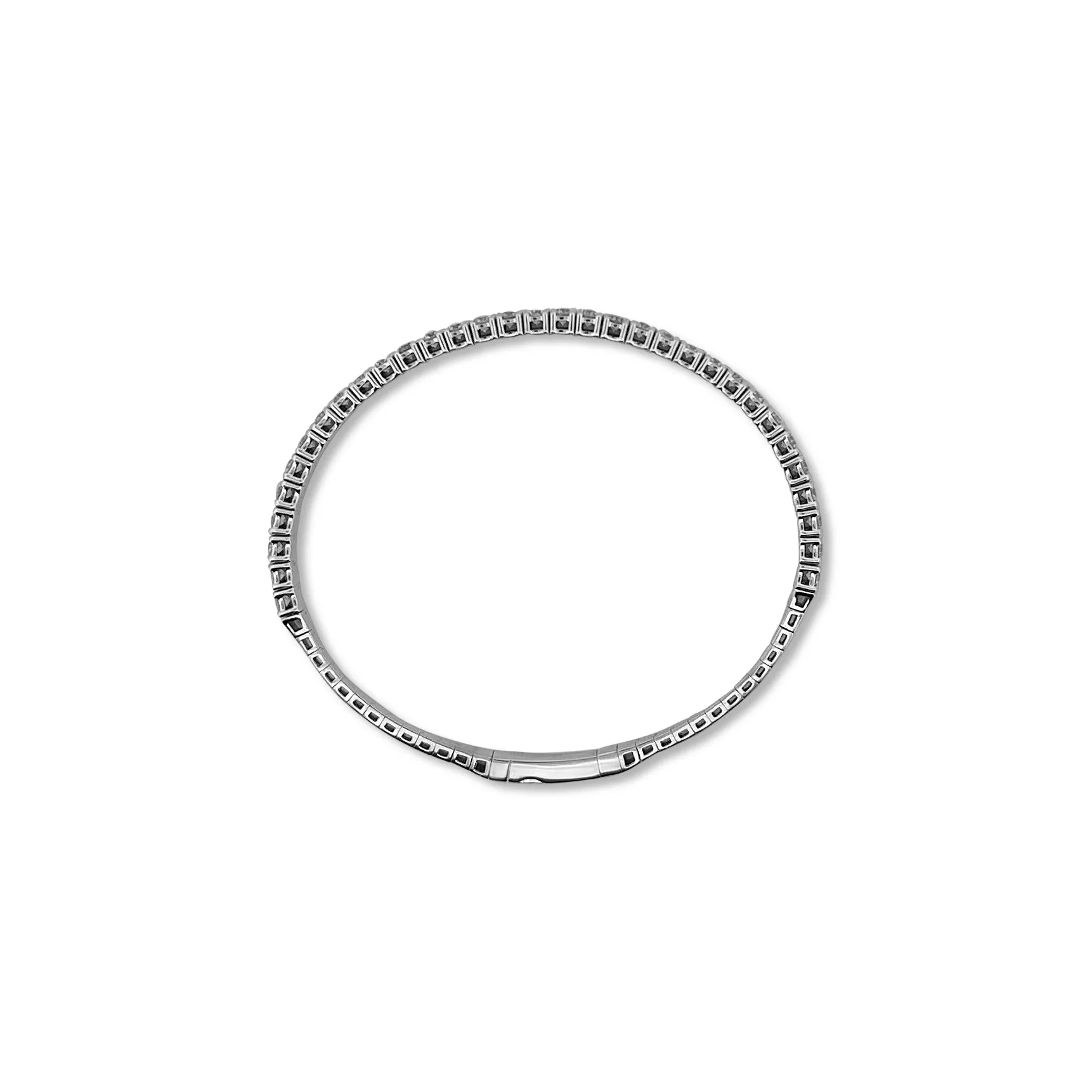 3ctw Round Brilliant Diamond Flex Bangle Bracelet in 14k White Gold
