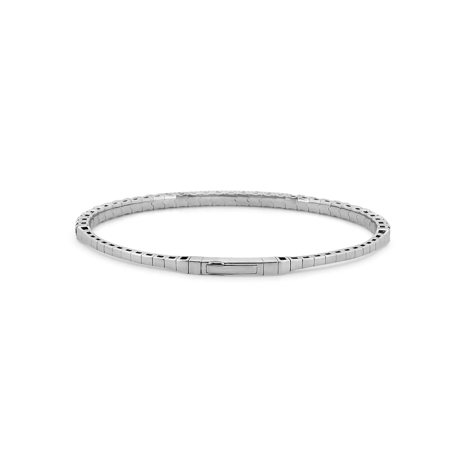 3ctw Round Brilliant Diamond Flex Bangle Bracelet in 14k White Gold