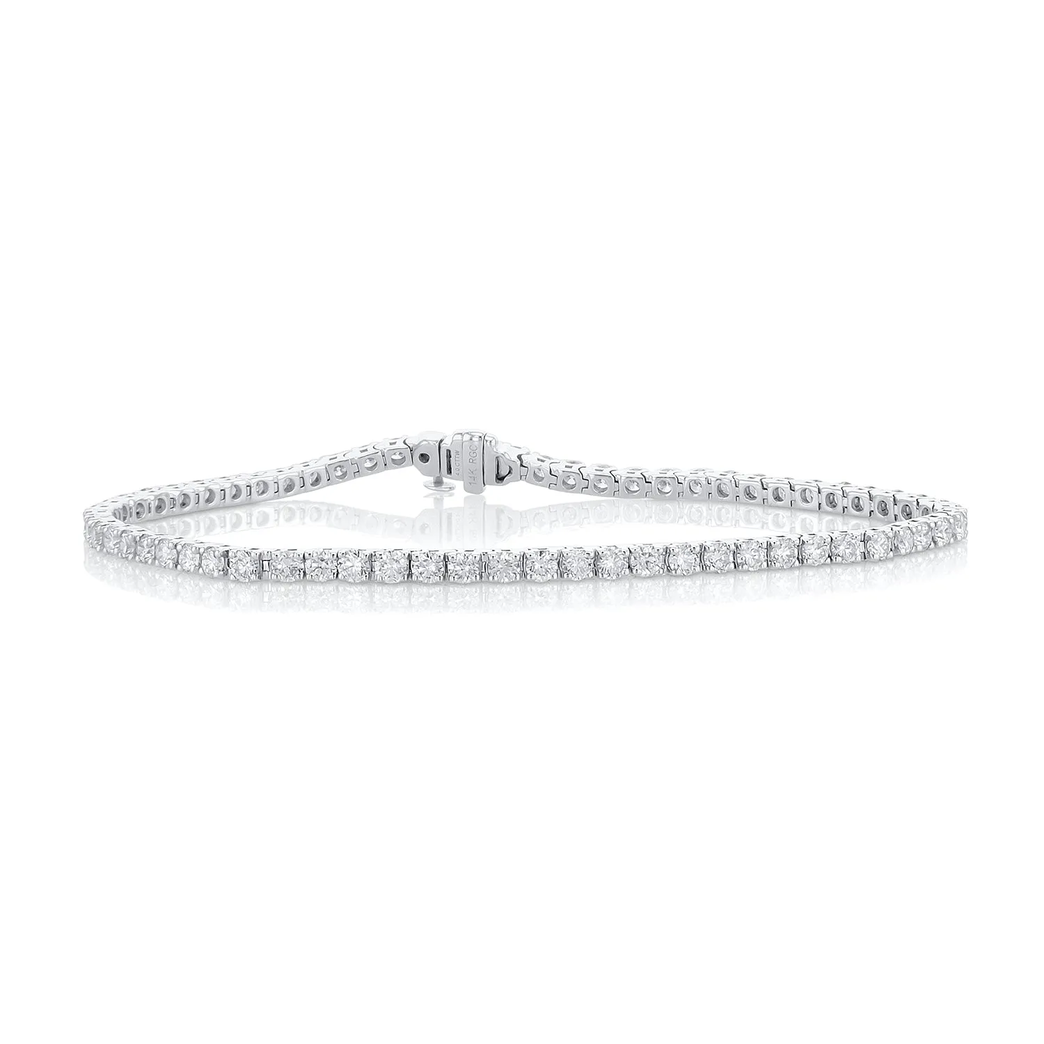 4.00 Carat Round Diamond Tennis Bracelet set in 14K White Gold