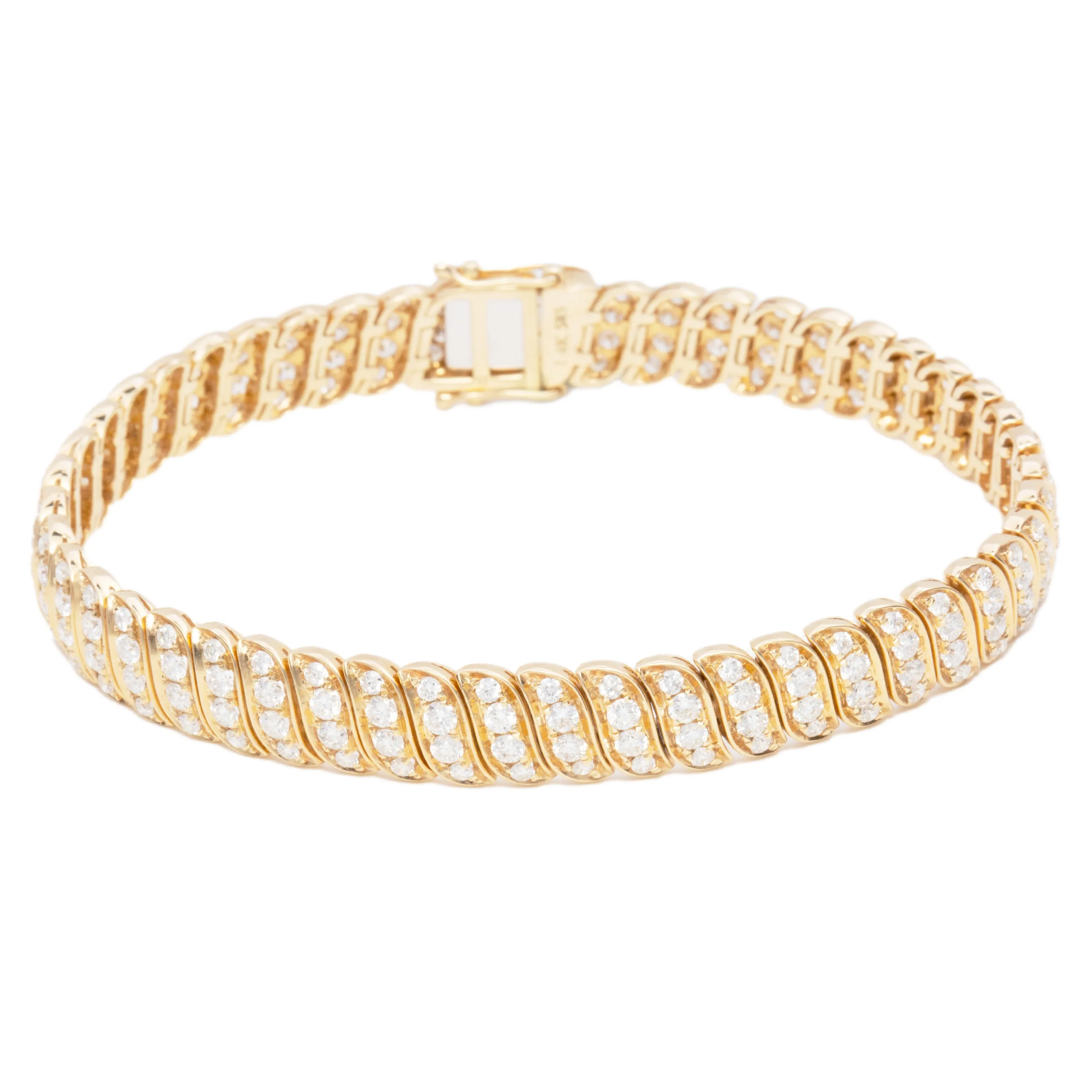 4.45ct 14k Yellow Gold Diamond Bracelet