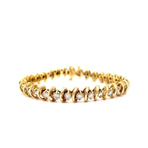4.48 Round Brilliant Diamond Bracelet in 18k Yellow Gold