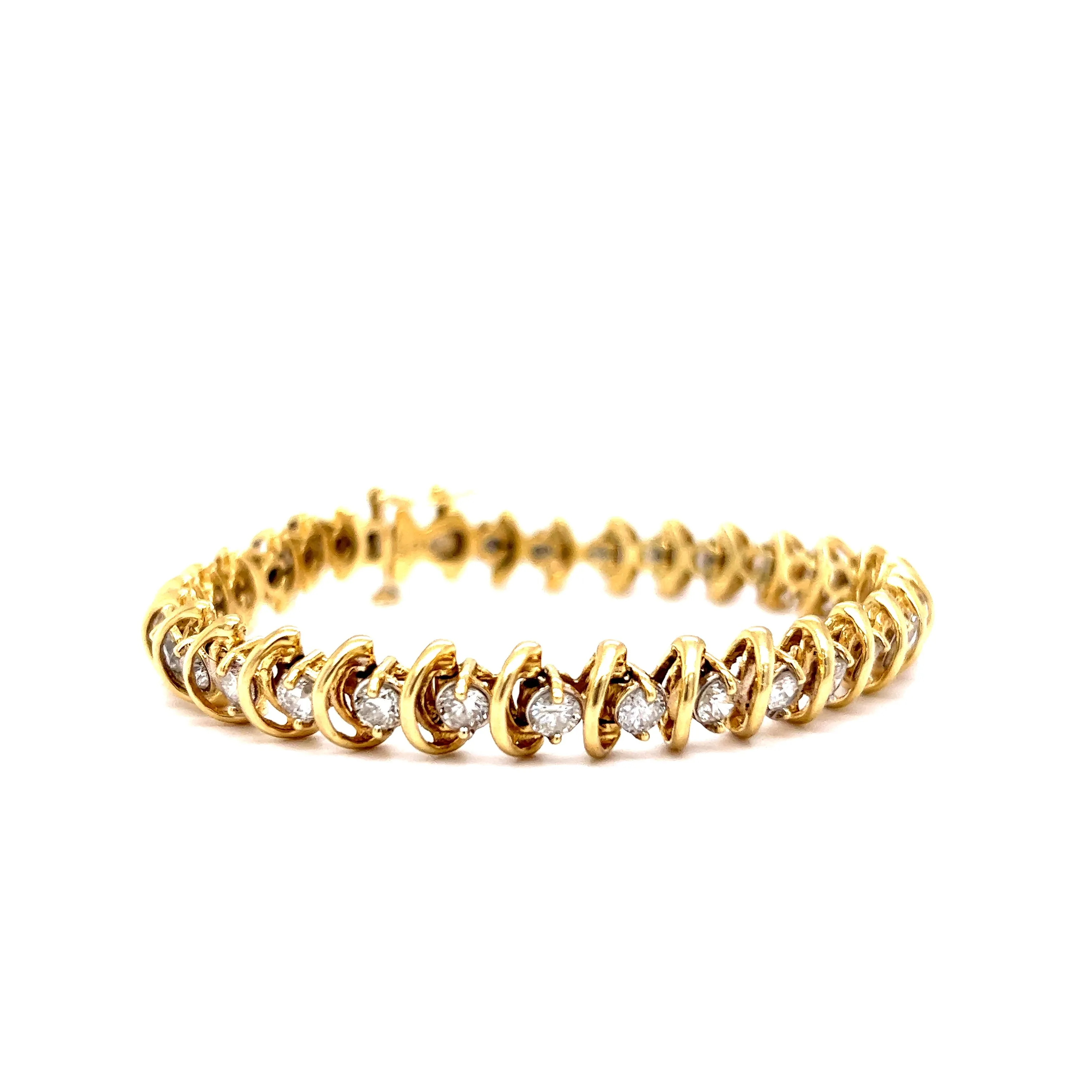 4.48 Round Brilliant Diamond Bracelet in 18k Yellow Gold
