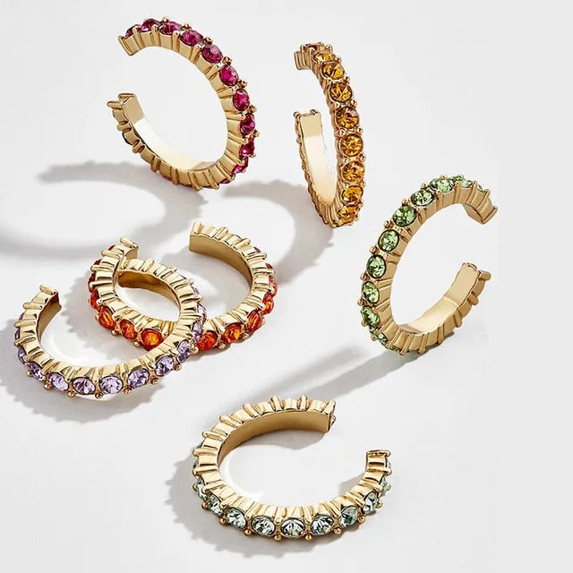 5 Pair/set 2019 Brincos Female Rhinestone Huggie Earrings Set Amazing Price Gold Small Stud Earring for Women Fashion Jewelry