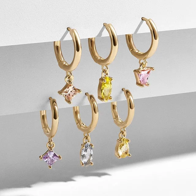 5 Pair/set 2019 Brincos Female Rhinestone Huggie Earrings Set Amazing Price Gold Small Stud Earring for Women Fashion Jewelry