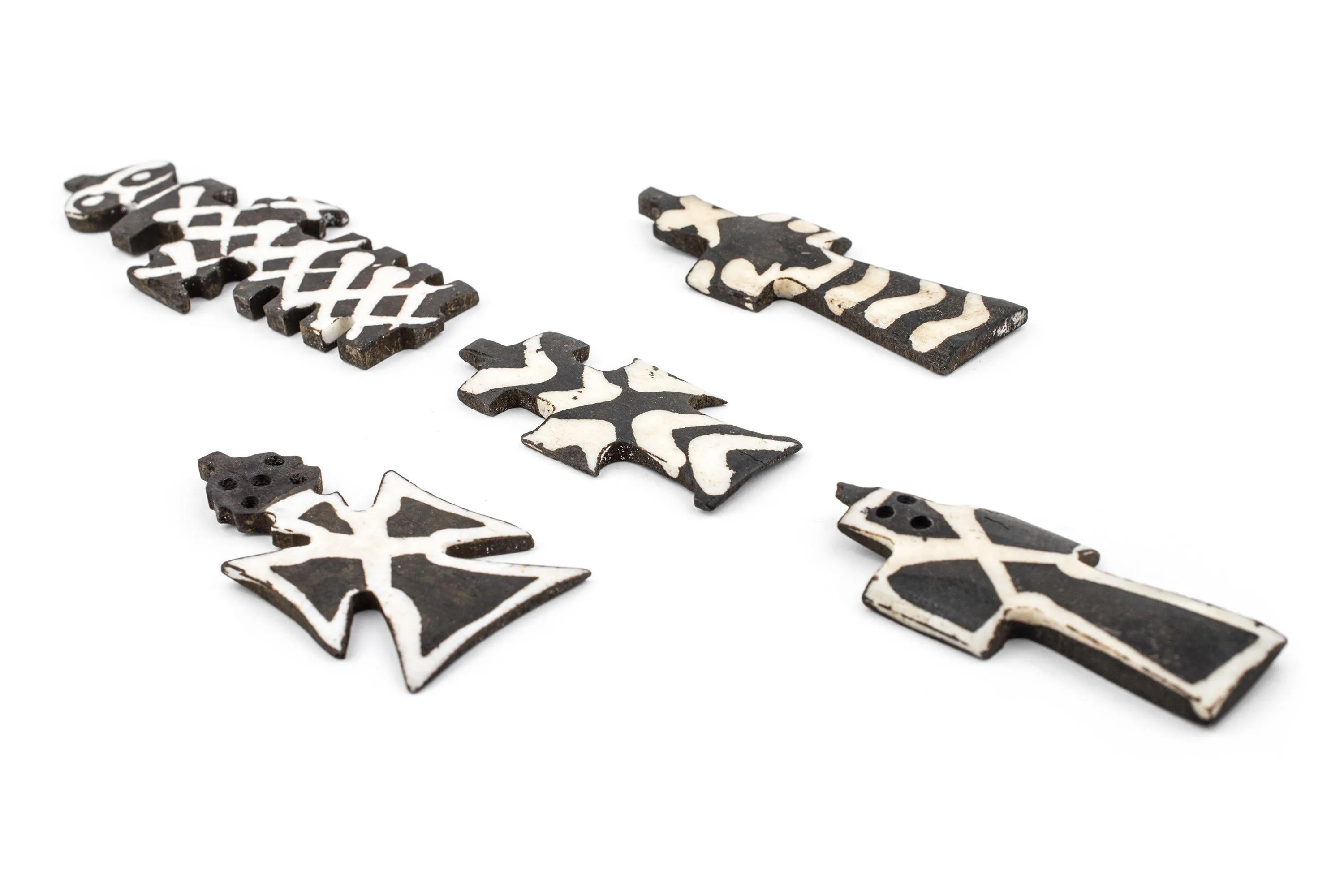 5 Pendant Bundle: Batik Bone Crosses