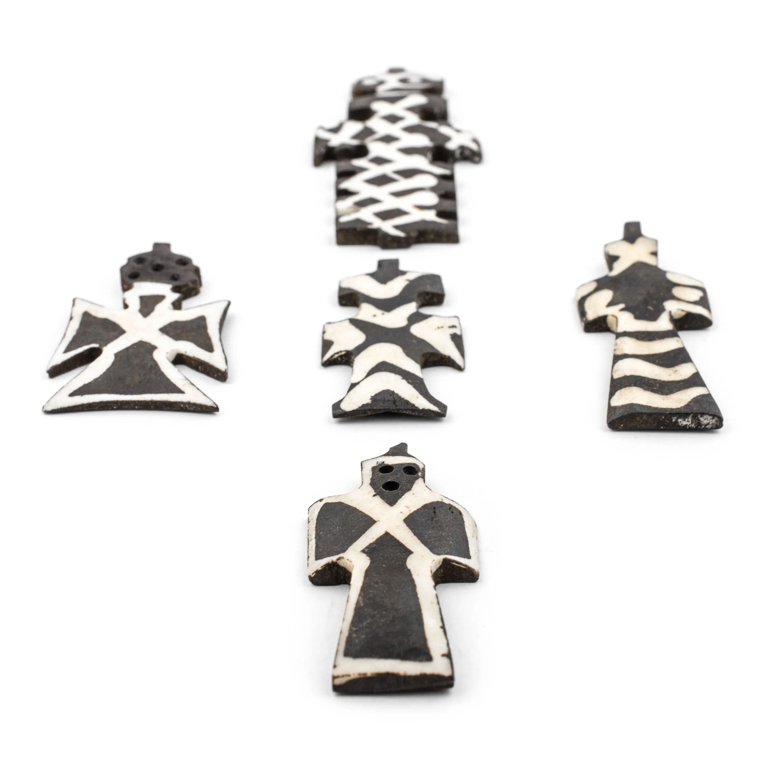 5 Pendant Bundle: Batik Bone Crosses