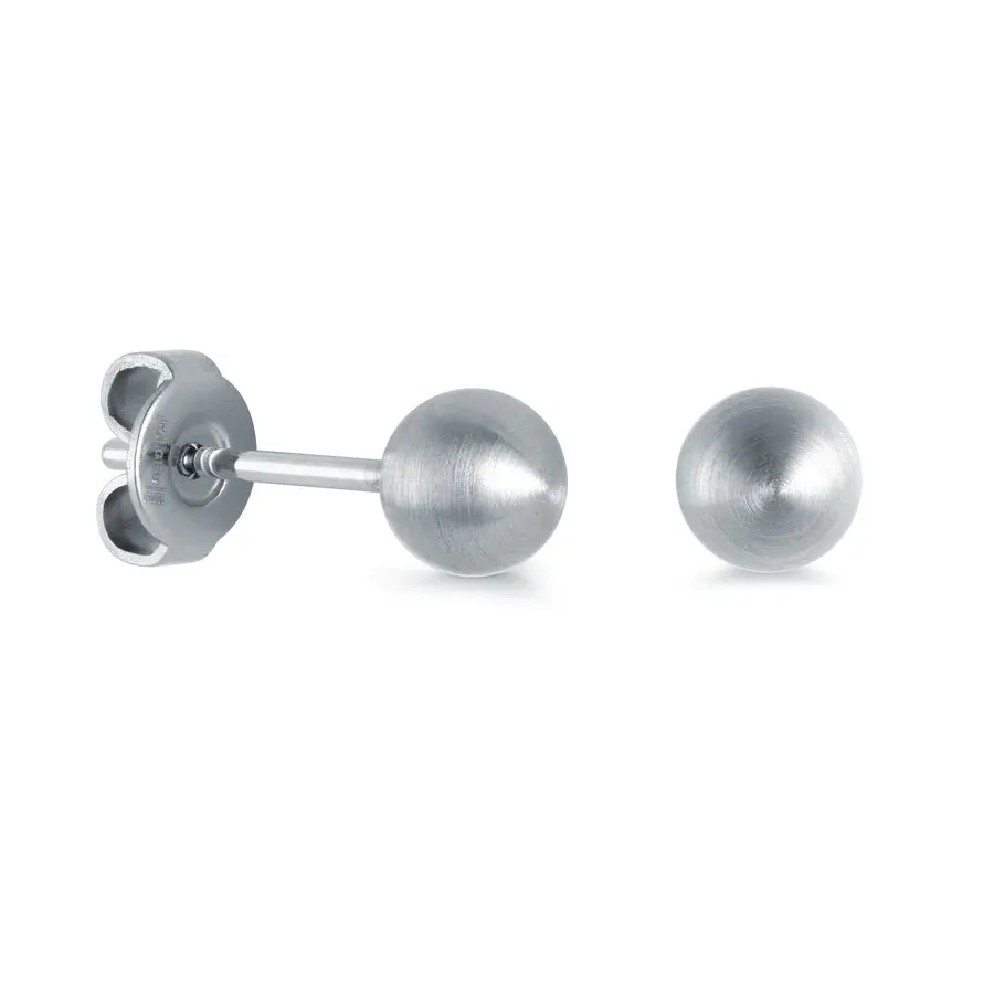 6mm Brushed Ball Earrings | Italgem Steel
