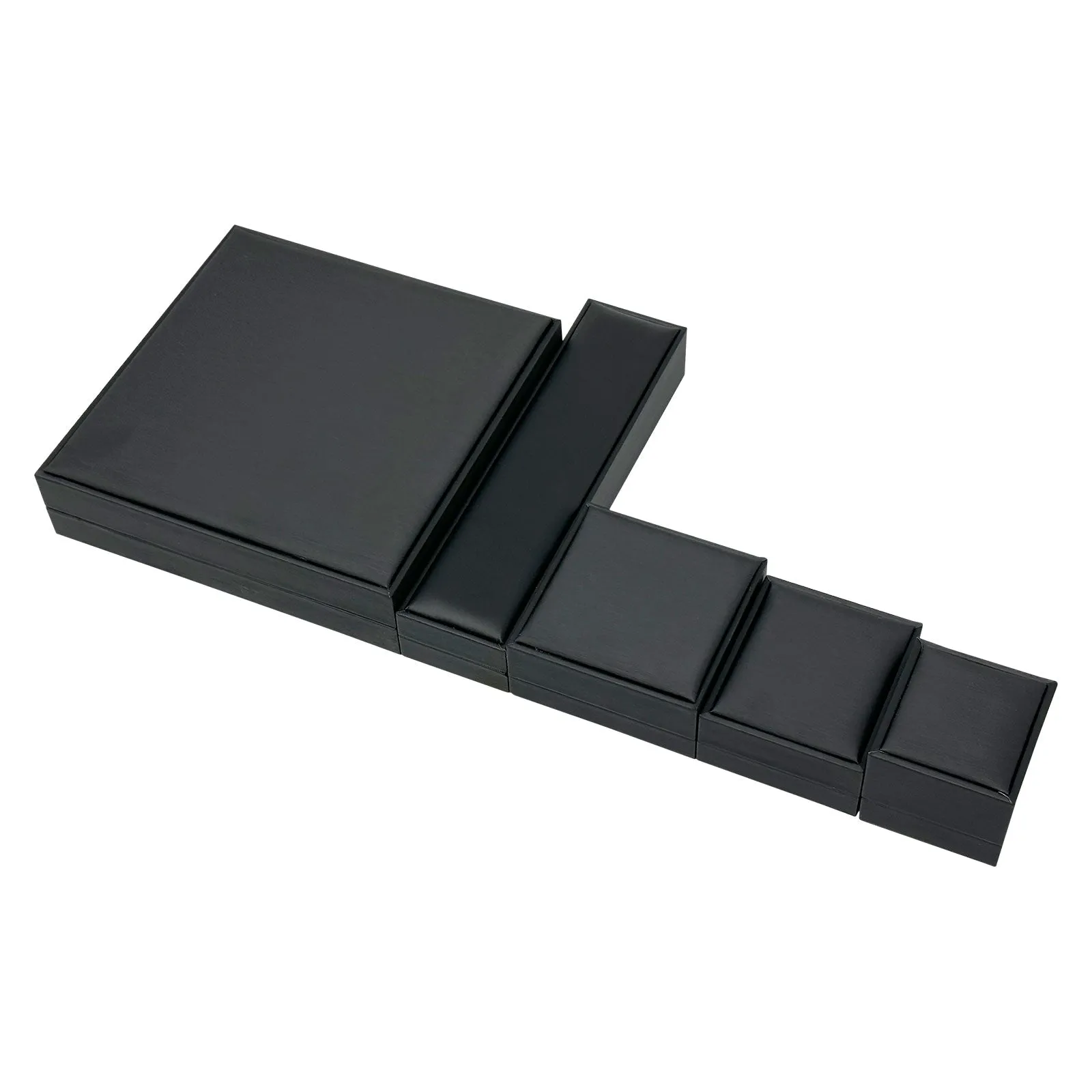 7 1/2" x 7 1/2" Deluxe Black Leatherette Silk Grain Necklace Jewelry Box