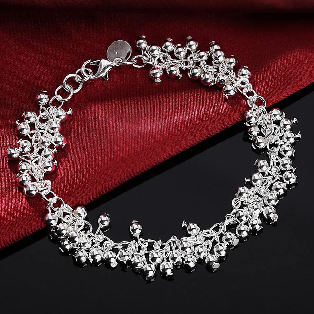 925 Stamp Vintage Beads Chain Bangle Bracelet