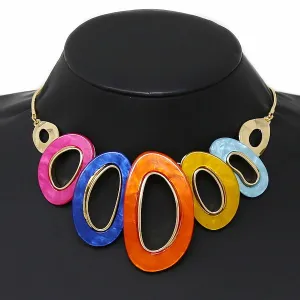 Acetate Linked Hoop Statement Necklace