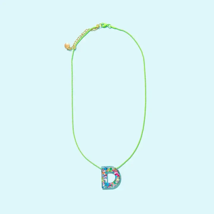 Acrylic Box Chain Necklace - Letters - Colorful Confetti - Each