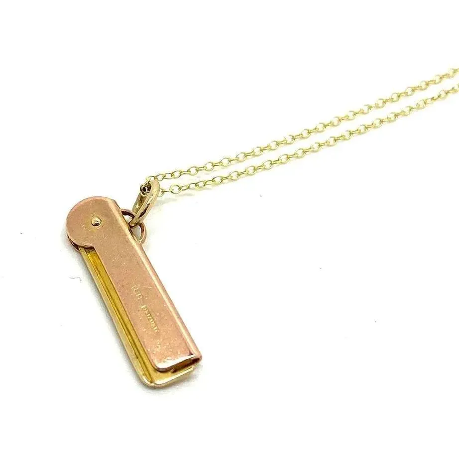 Antique 1916 9ct Gold Comb Charm Necklace
