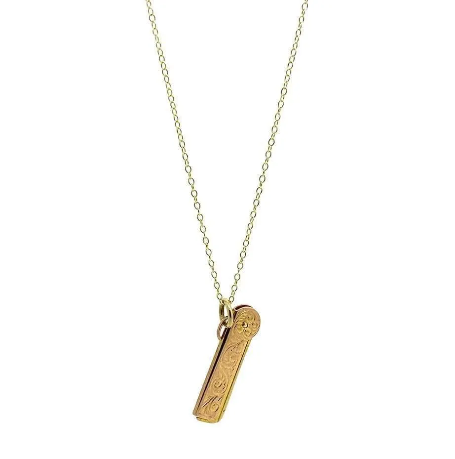 Antique 1916 9ct Gold Comb Charm Necklace