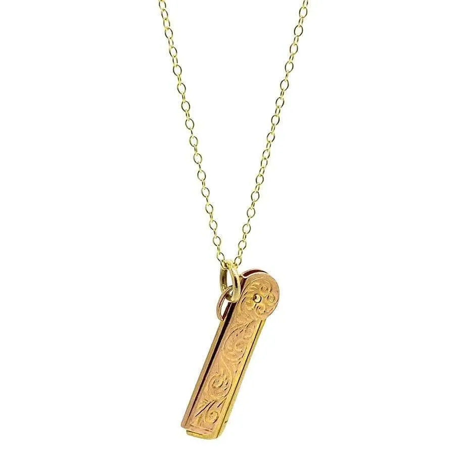 Antique 1916 9ct Gold Comb Charm Necklace
