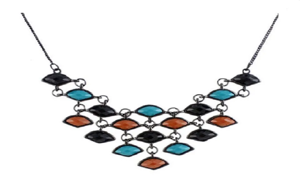 Antique Silver Color Colorful Choker Necklace for Women