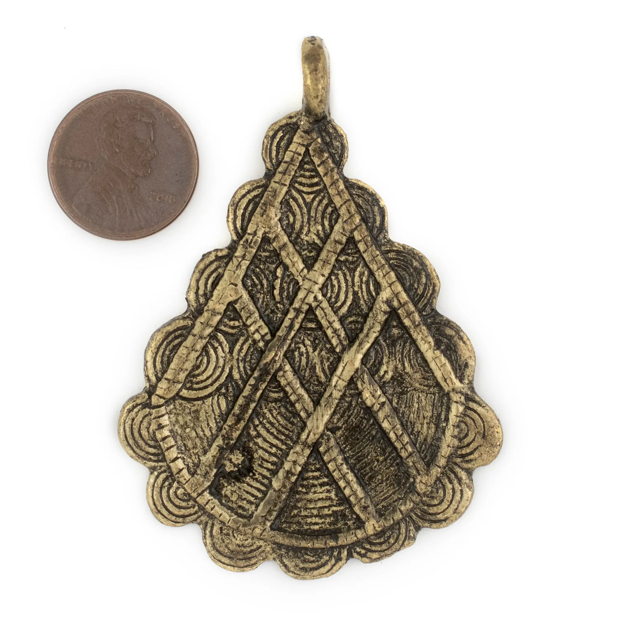 Antiqued Brass Baule Pyramid Pendant (67x48mm)