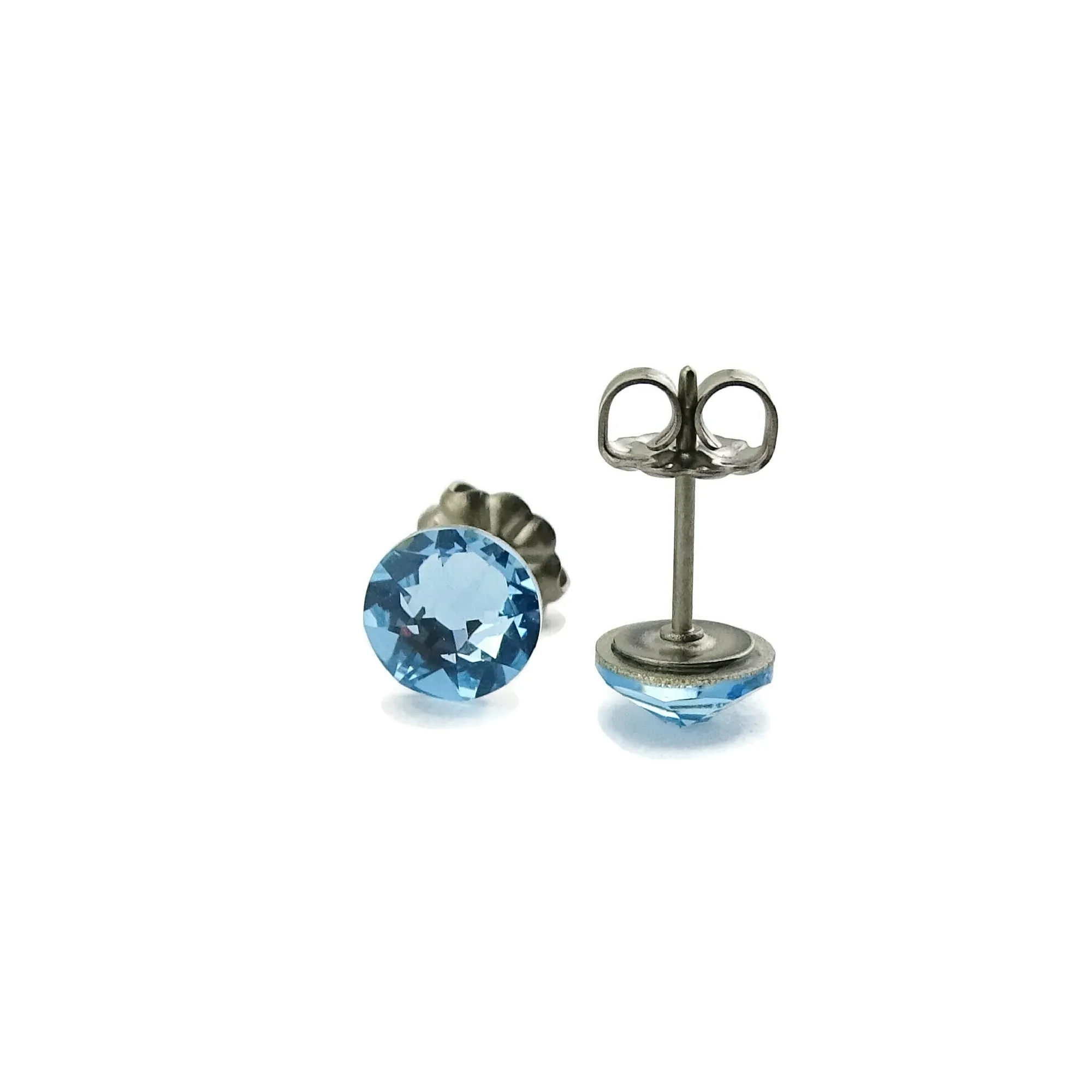 Aquamarine Titanium Stud Earrings