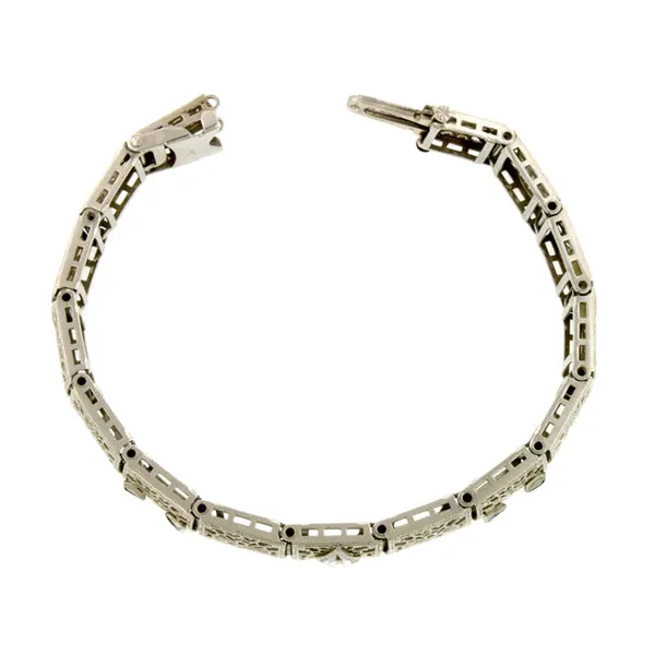 Art Deco Diamond & Sapphire* Filigree Bracelet