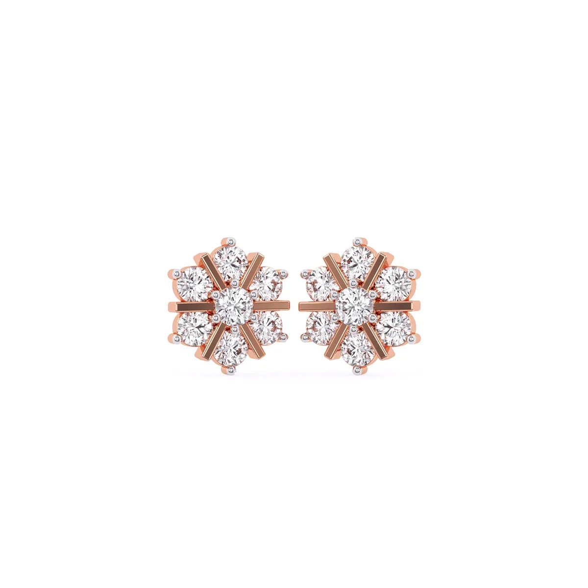 Artistic Round Lab Grown Diamond Beautiful Stud Earrings