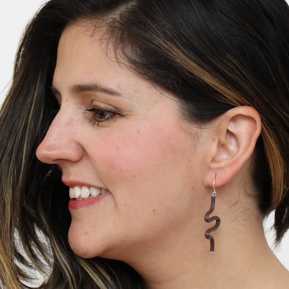 Artistic Rubber Tubing Naya Earrings Brown