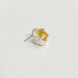 Artistic Style Sterling Silver Citrine Raw Stone Earring