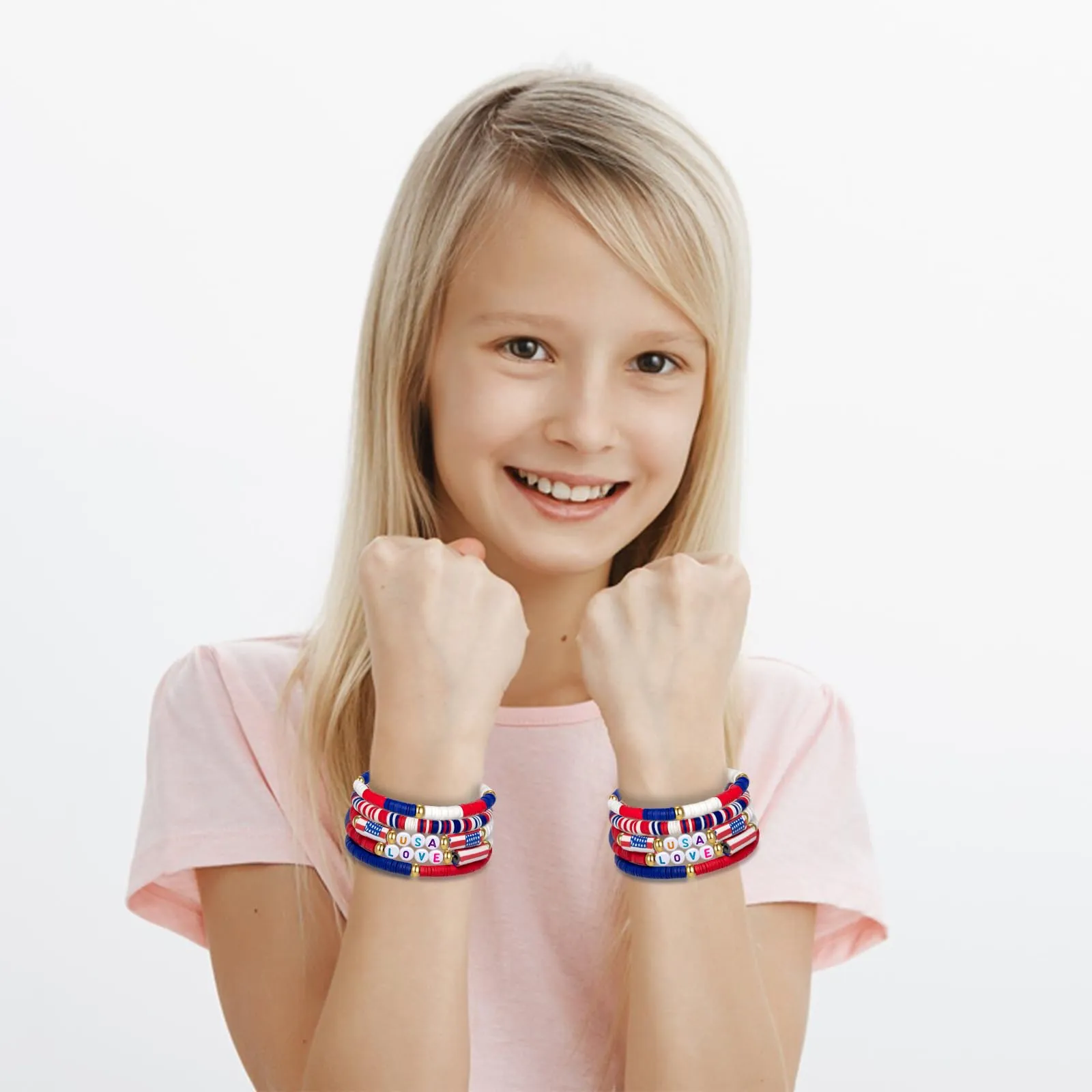 Artlunar USA Bracelets Red White And Blue Accessories Handmade Jewelry Gifts for Teen Boys Girls