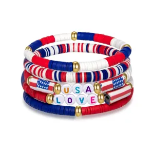 Artlunar USA Bracelets Red White And Blue Accessories Handmade Jewelry Gifts for Teen Boys Girls