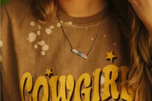 Aztec Bar Turq Silver Necklace