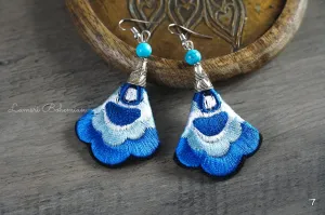 Azure Bloom Embroidered Earrings