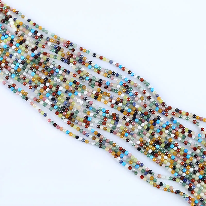 BITEFU 1 Strand Natural Colorful Gemstone Round Shape Loose Beads ,DIY Accessories,Stone,Jewelry