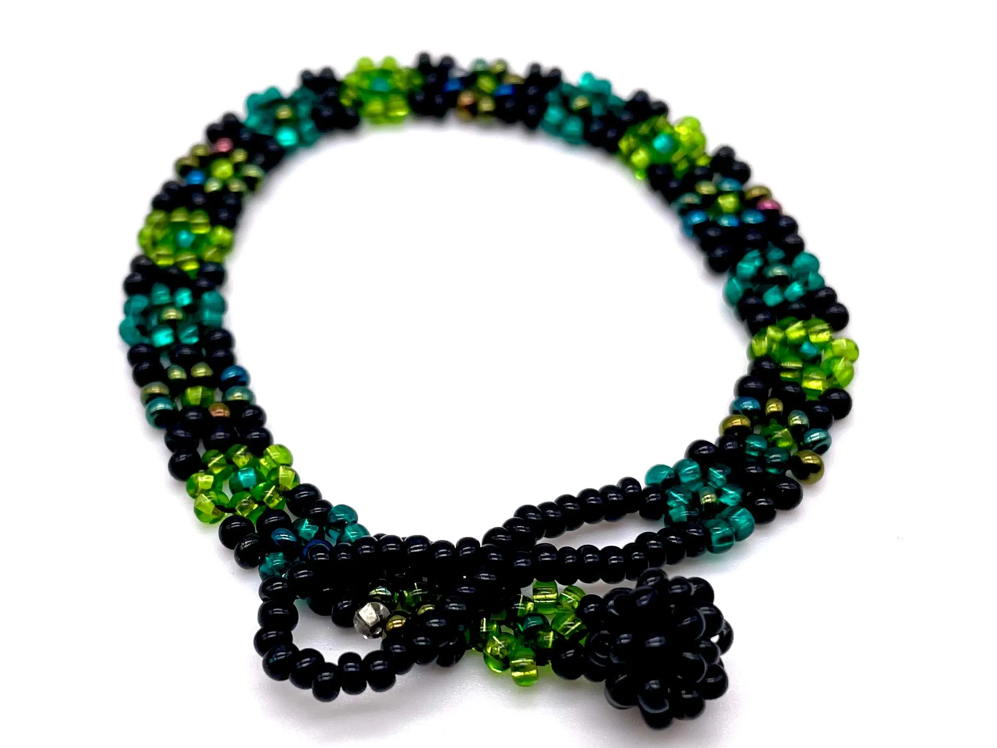 Black & Green Daisy Flower Bracelet
