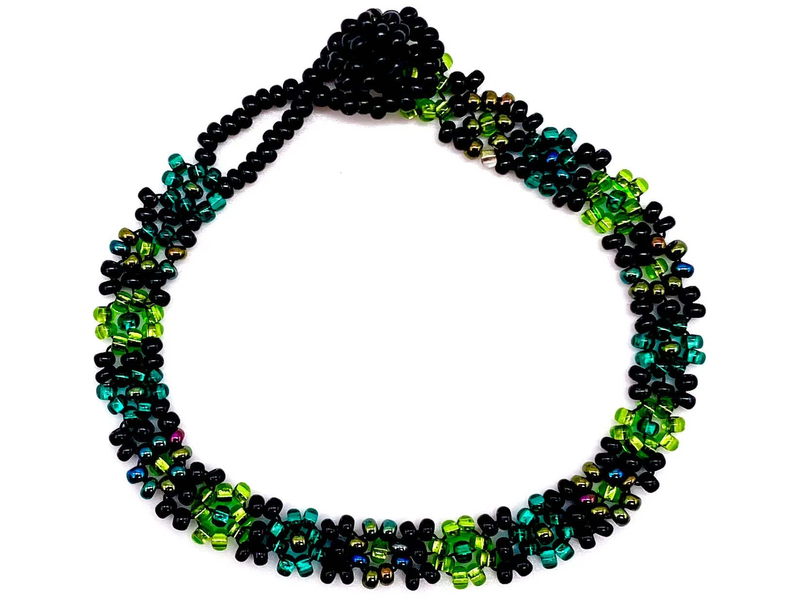 Black & Green Daisy Flower Bracelet