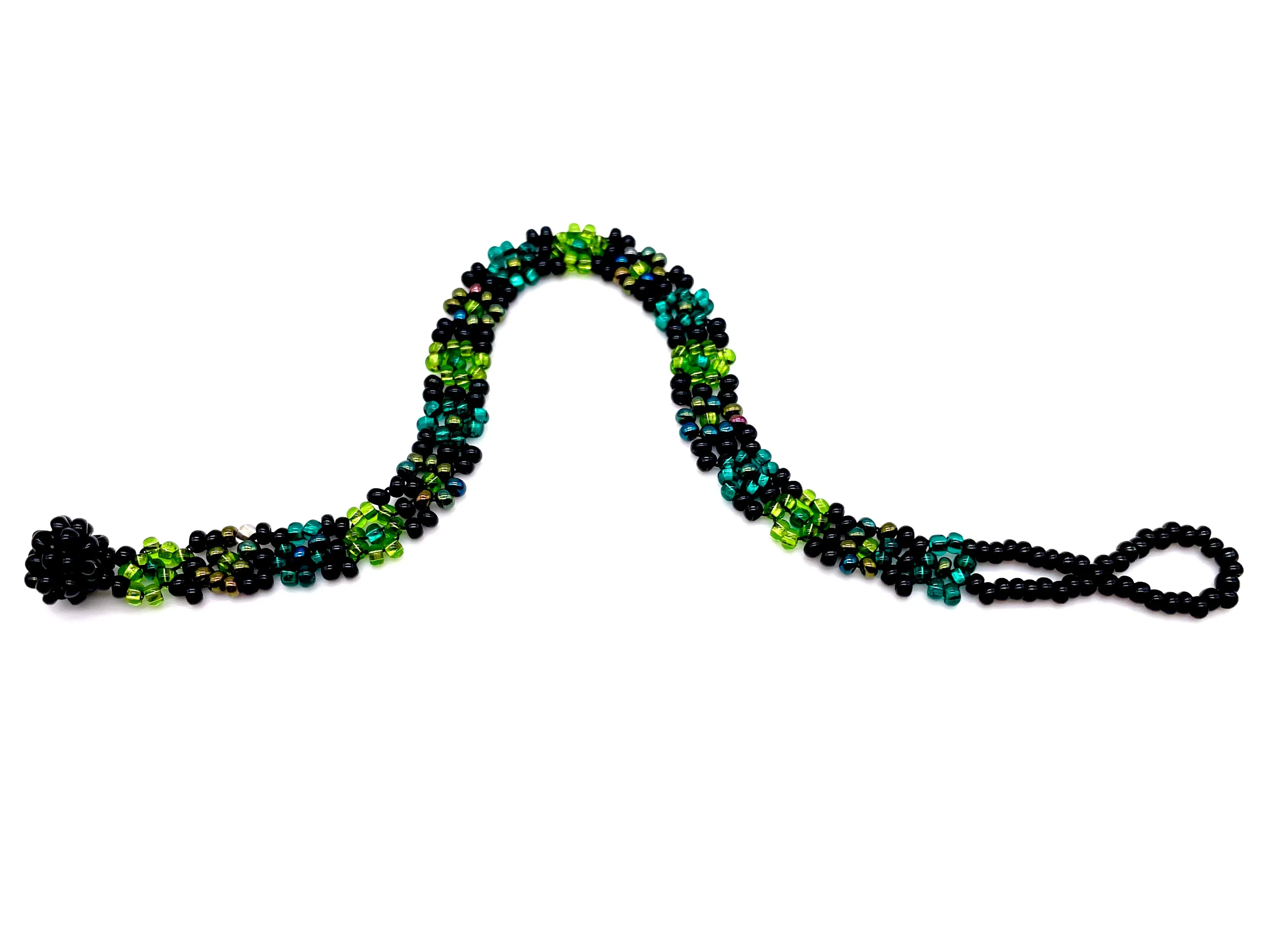 Black & Green Daisy Flower Bracelet