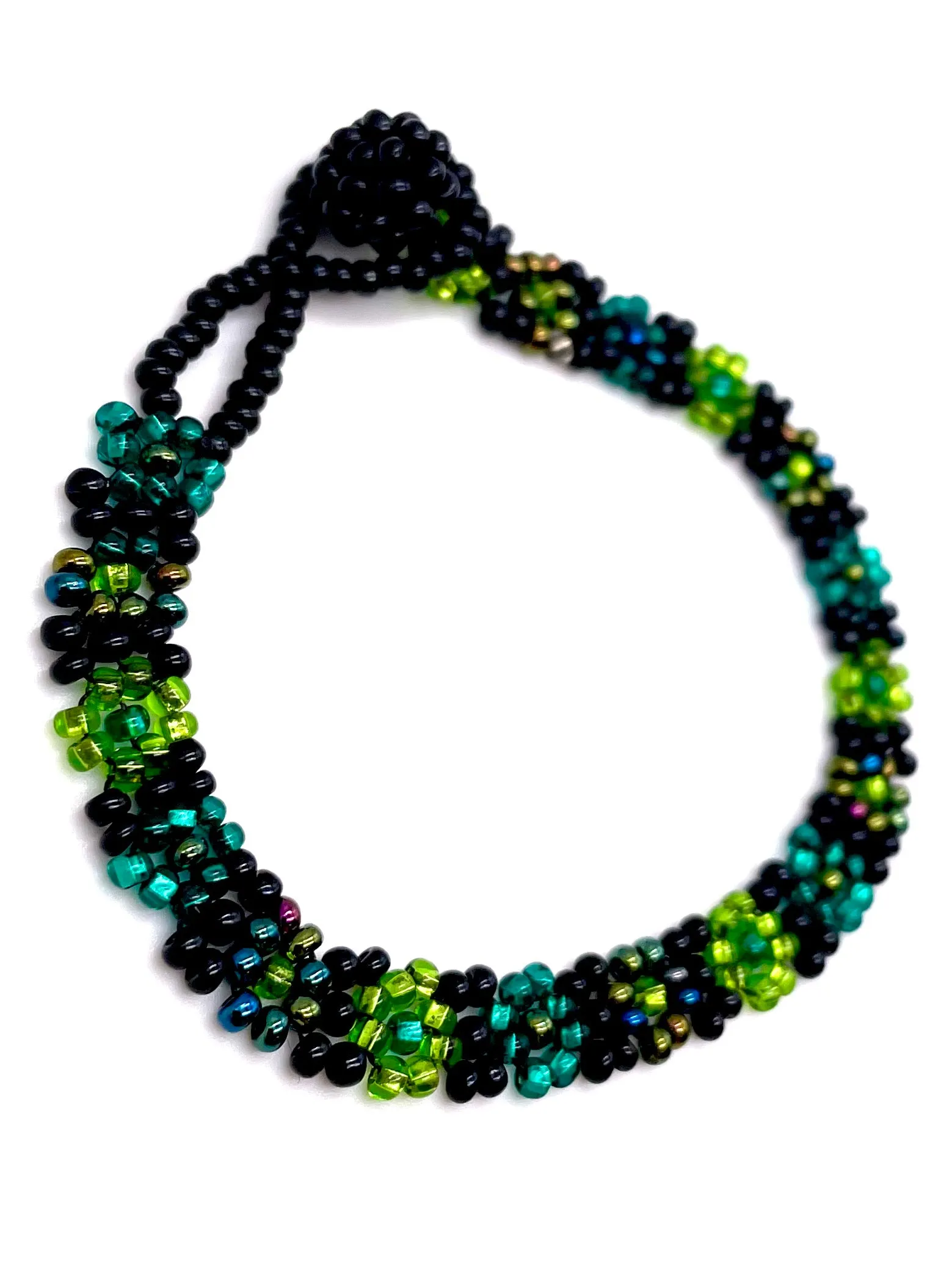Black & Green Daisy Flower Bracelet