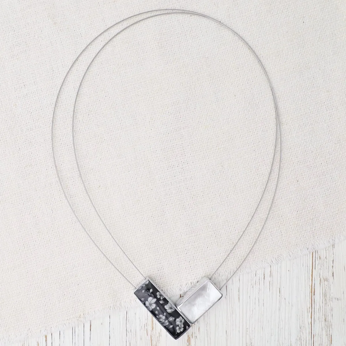 Black & White Kimono Magnetic V Pendant