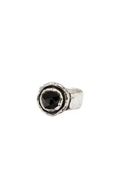 Black Onyx Faceted Stone Talisman Ring | Pyrrha