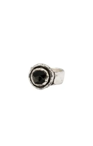 Black Onyx Faceted Stone Talisman Ring | Pyrrha