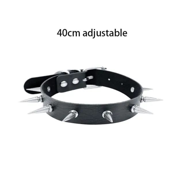Black Punk Leather Chokers