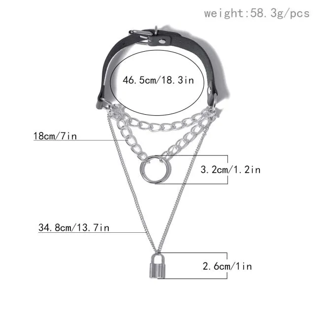 Black Punk Leather Chokers