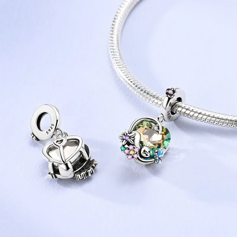 Blooming Heart with Butterfly, Flowers & Cat Dangle Charm