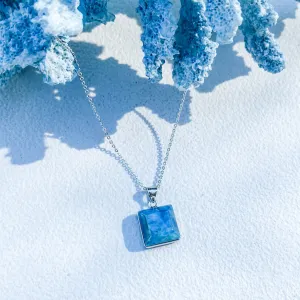 Blue Apatite Square Stone Pendant
