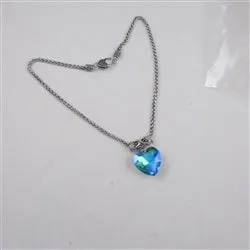 Blue Crystal Heart Pendant Necklace