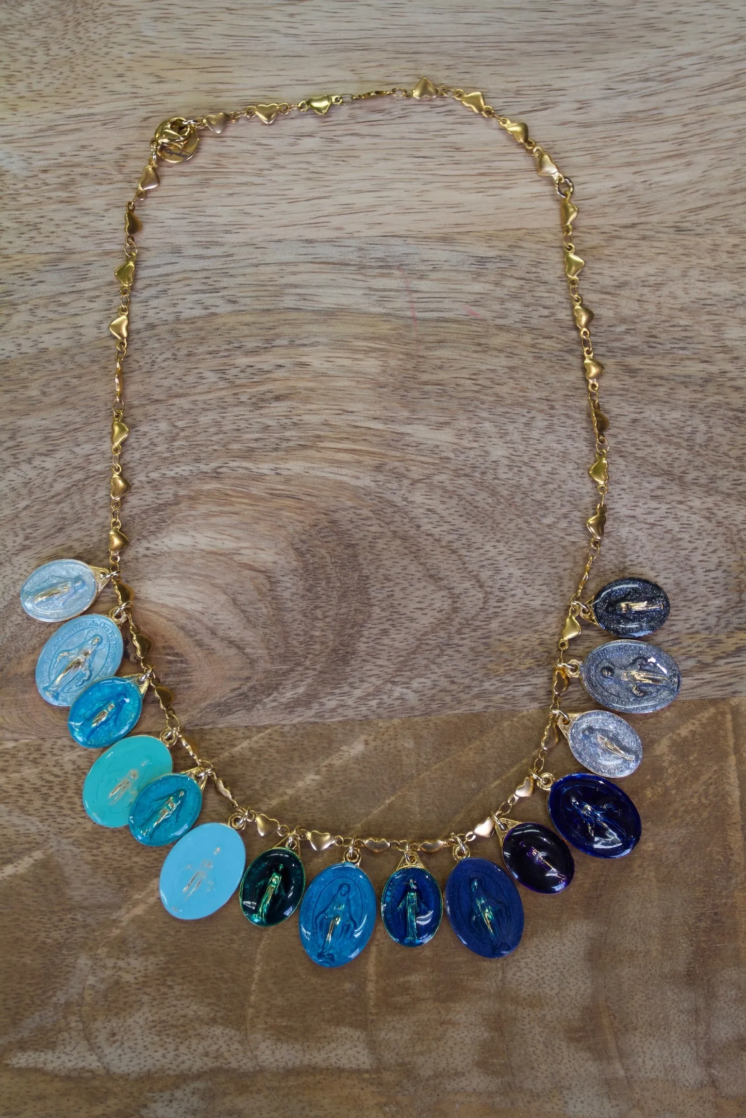 Blue Mary Charm Necklace