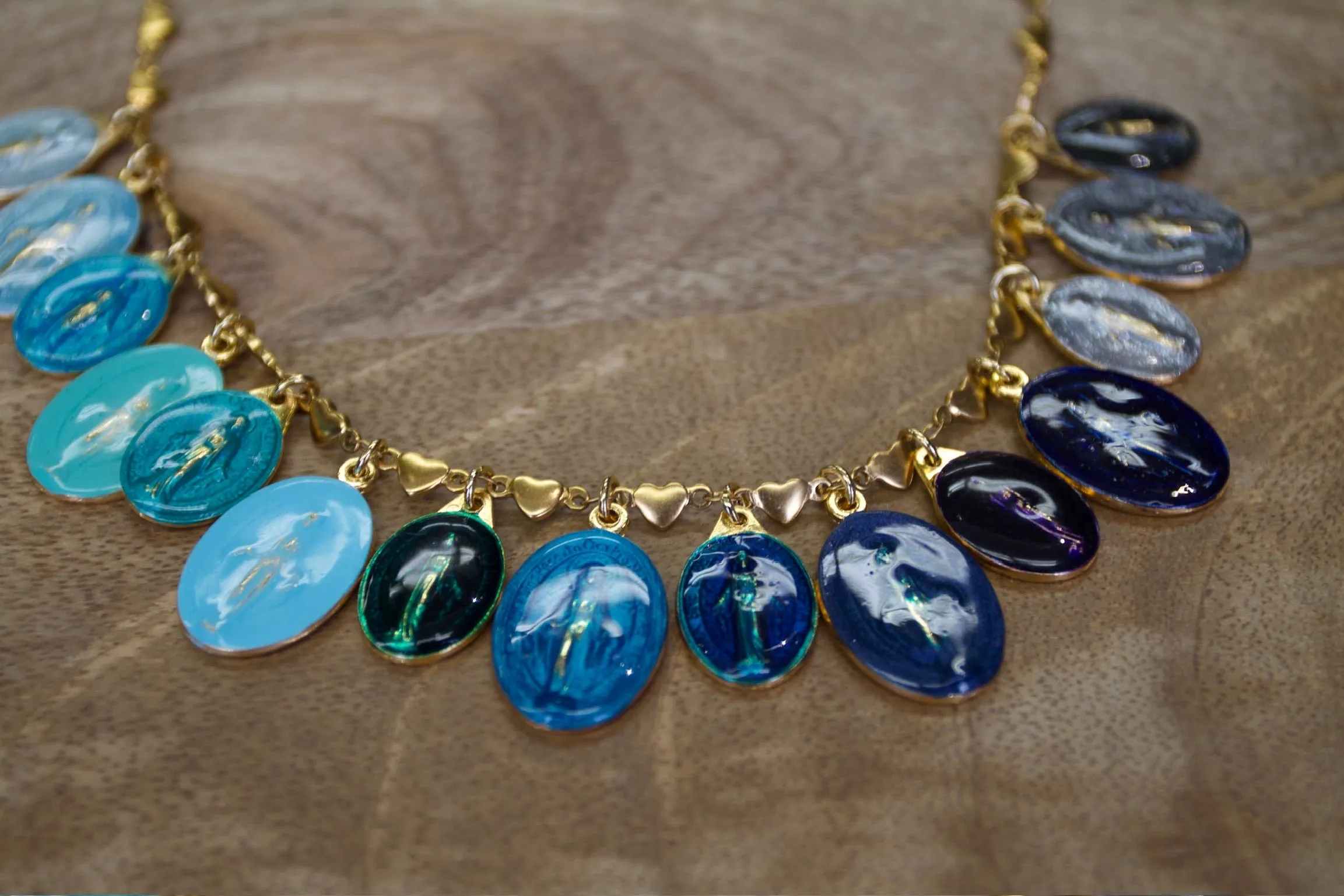 Blue Mary Charm Necklace