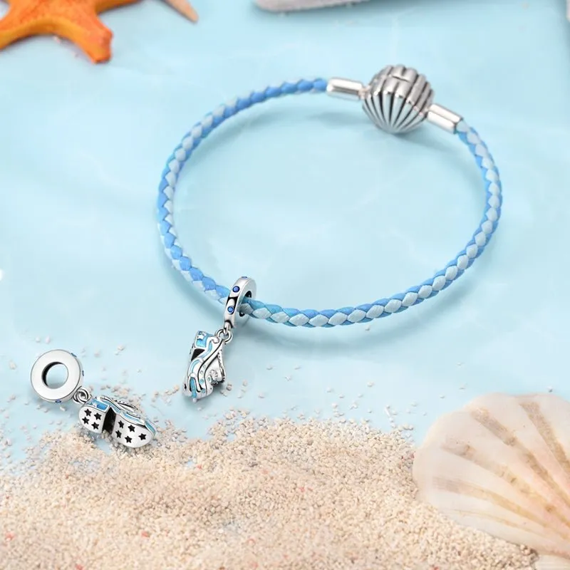Blue Slipper with Seashells & Stars Dangle Charm