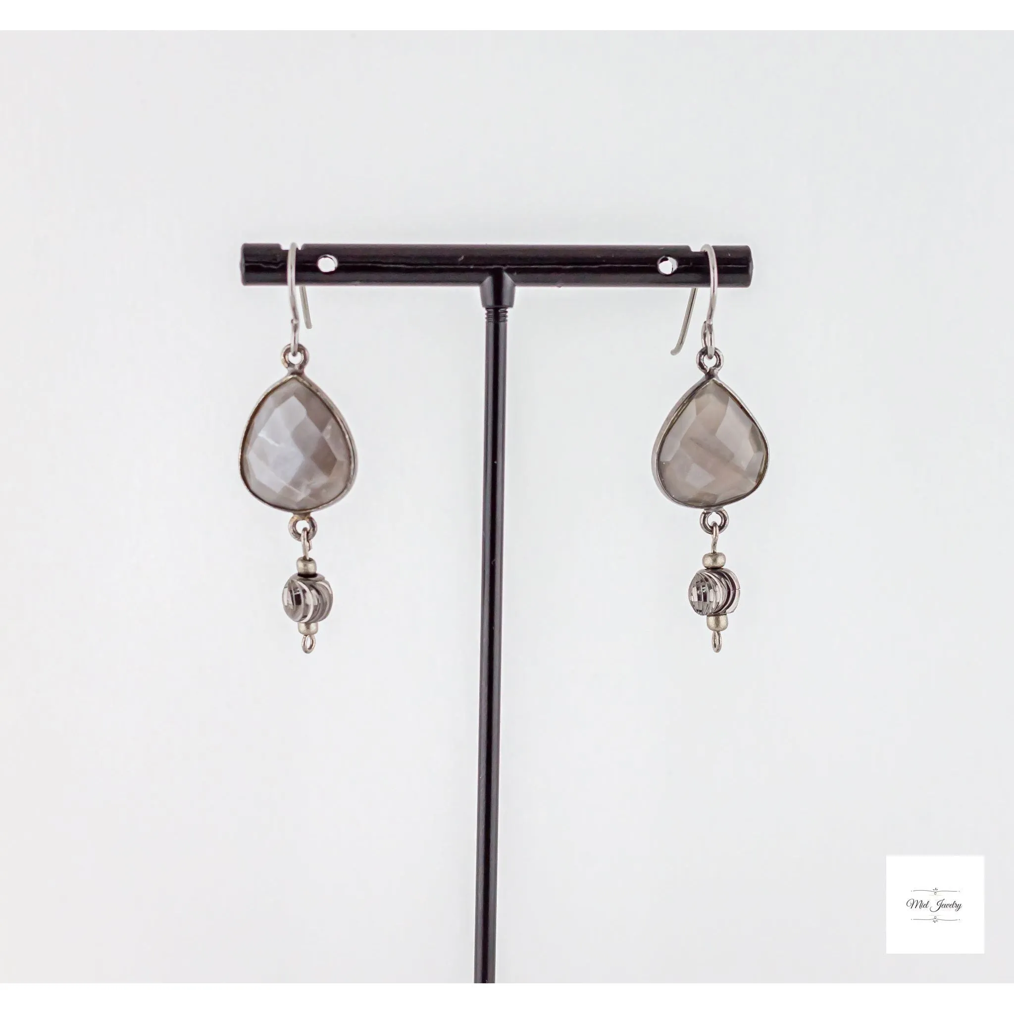 Boho Chic Grey Moonstone Earrings: Moonstone Dangle Earrings