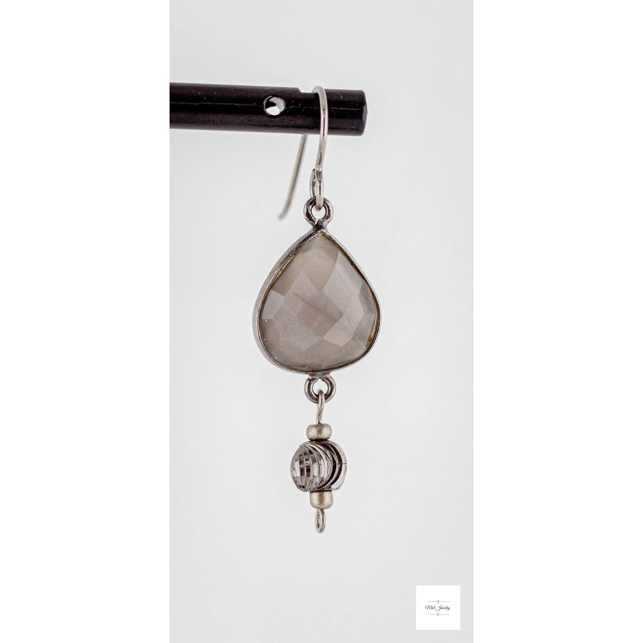Boho Chic Grey Moonstone Earrings: Moonstone Dangle Earrings