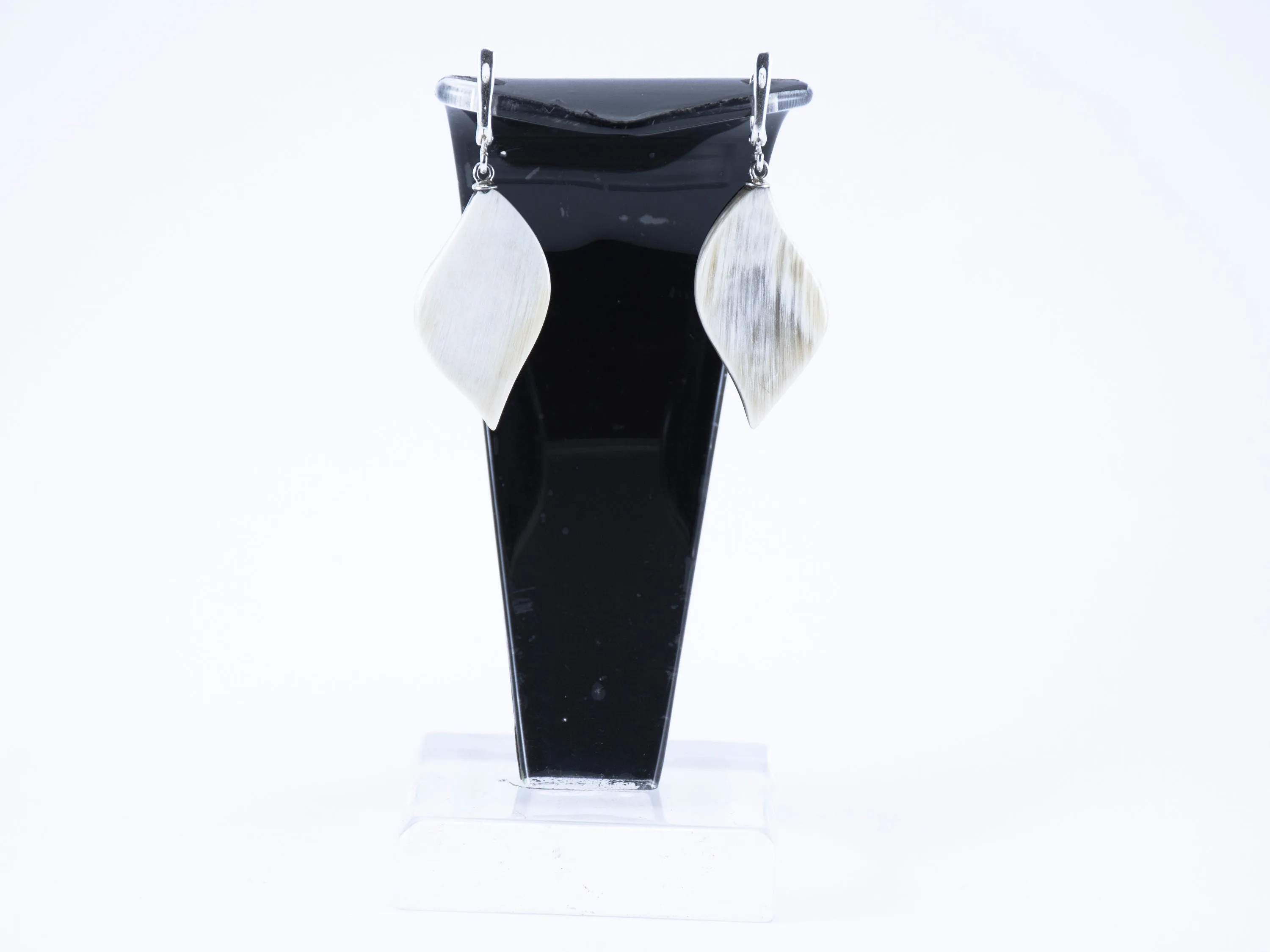 Boho earrings of Buffalo horn Natural colour with a silver lock
