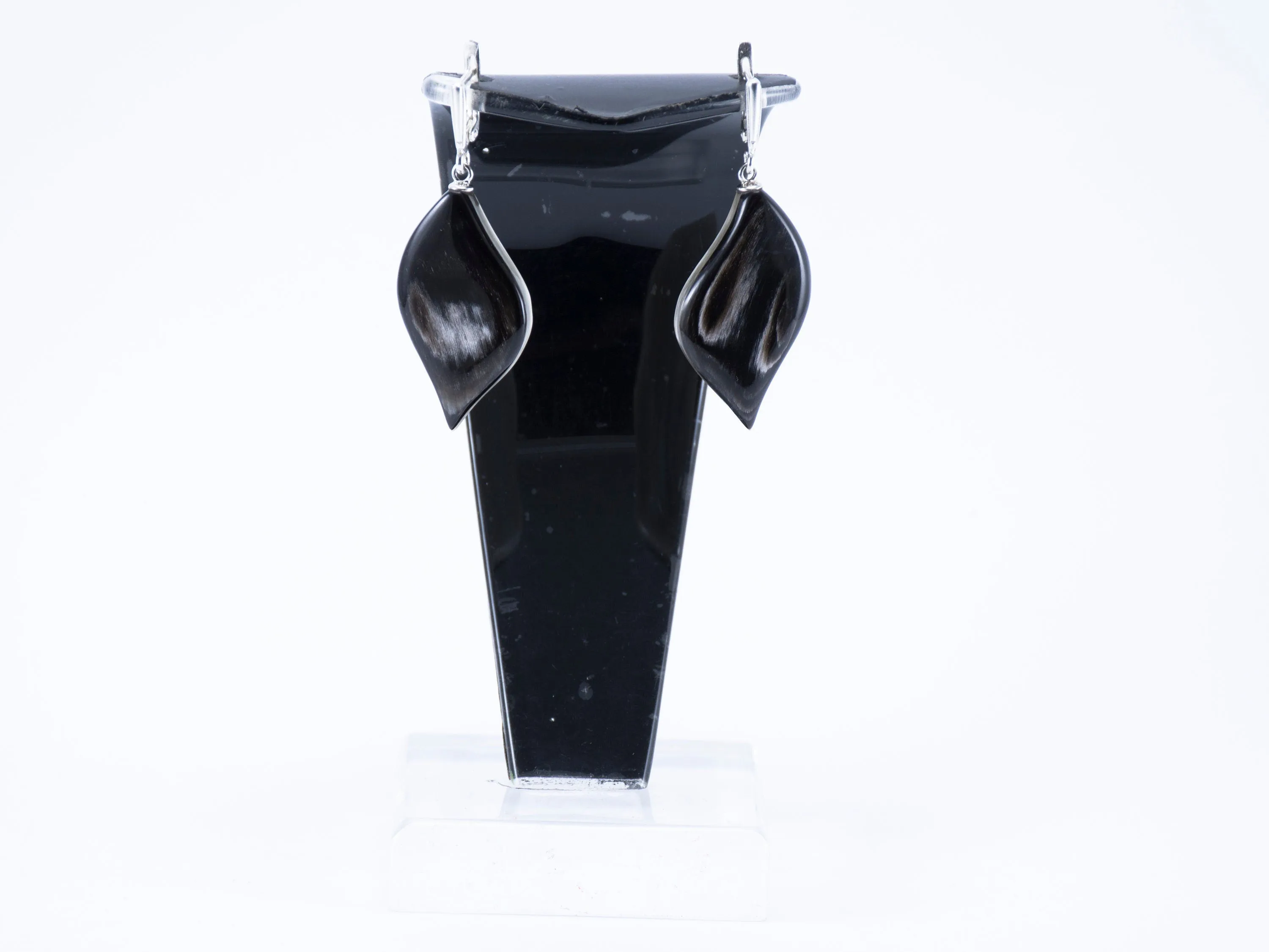 Boho earrings of Buffalo horn Natural colour with a silver lock