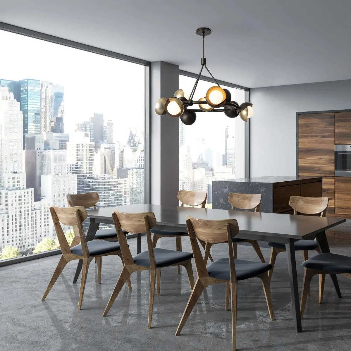 Brooklyn 32 in. 9 lights Pendant Light Black Finish